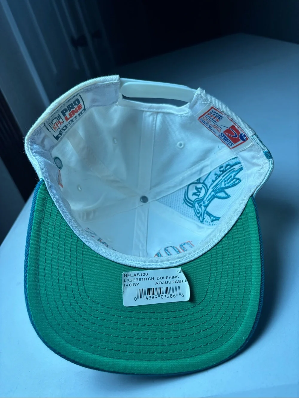 Vintage Miami Dolphins Hat Shadow Laser One Size White NFL Sports Specialties